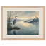 Heron at Dawn, japanese art and japandi. Archival framed fine art print shown framed.