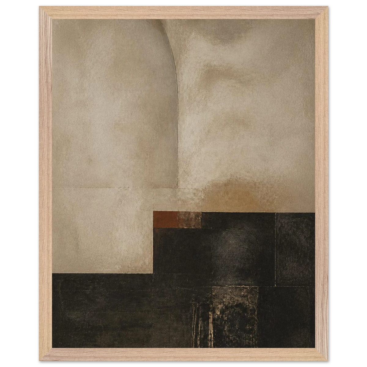 Limewash Triptych, Panel III of III: abstract, mineral texture and neutral tones. Framed fine art print by The Light Stays.