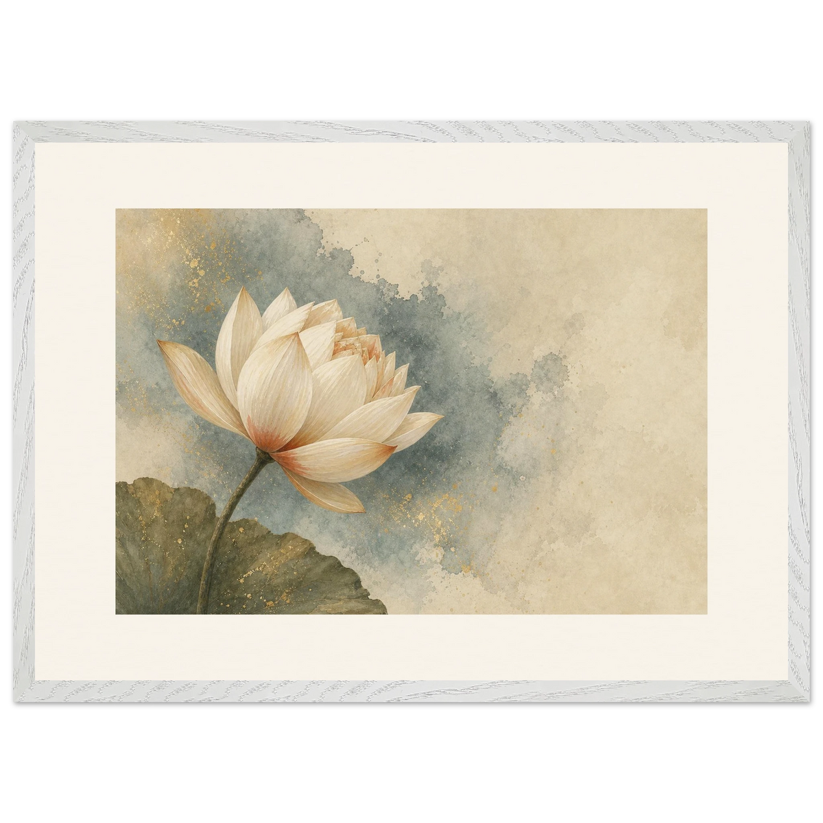 First Lotus Light: flowers and botanical. Museum-quality framed fine art print.