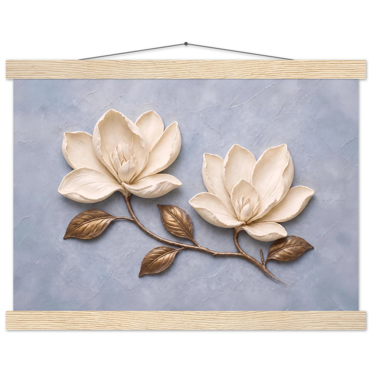 Bronze Magnolia, flowers and botanical. Archival fine art poster shown framed.