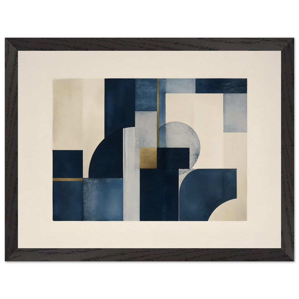 Blue Architecture: geometric abstract, blue and cream. Framed fine art print by The Light Stays.