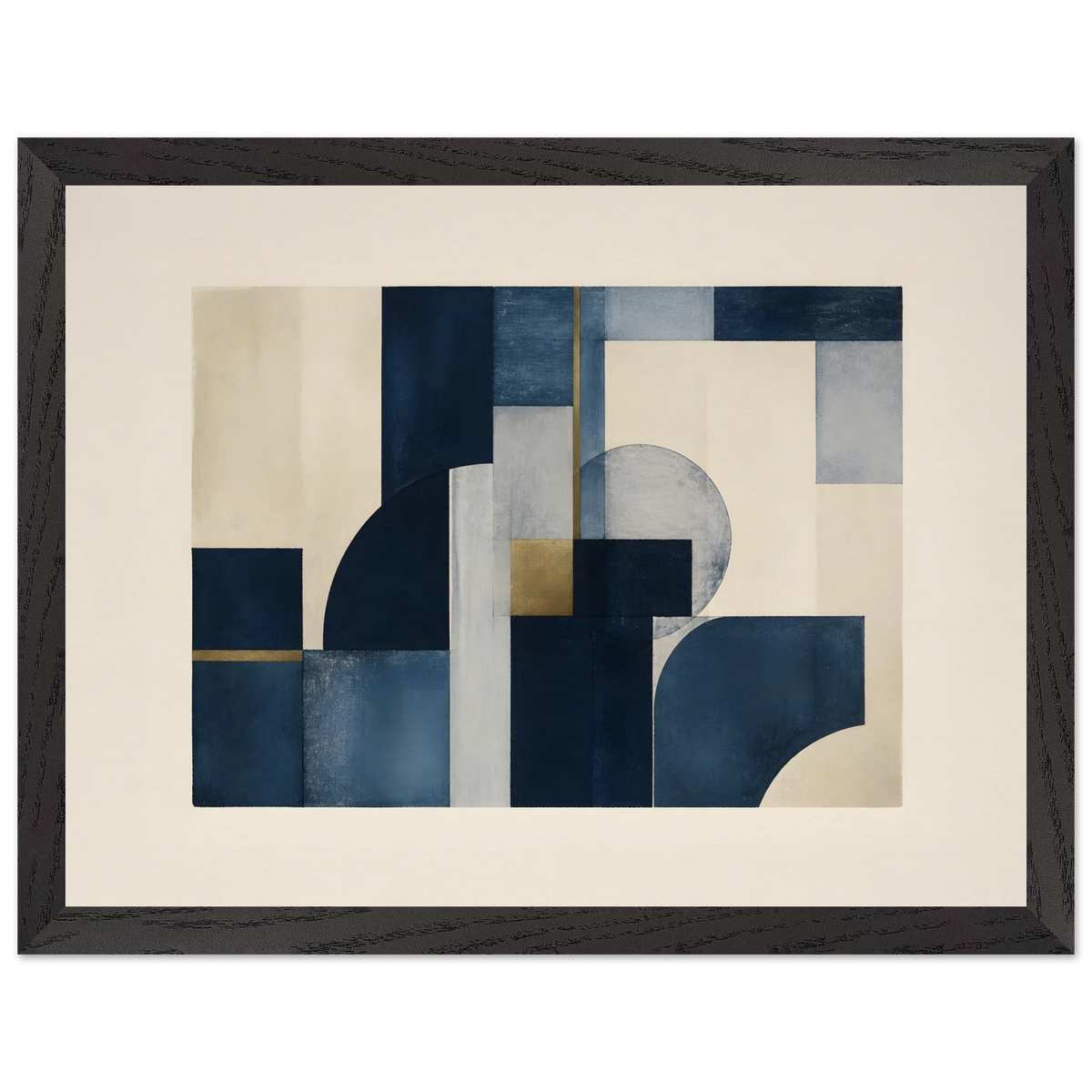 Blue Architecture: geometric abstract, blue and cream. Framed fine art print by The Light Stays.