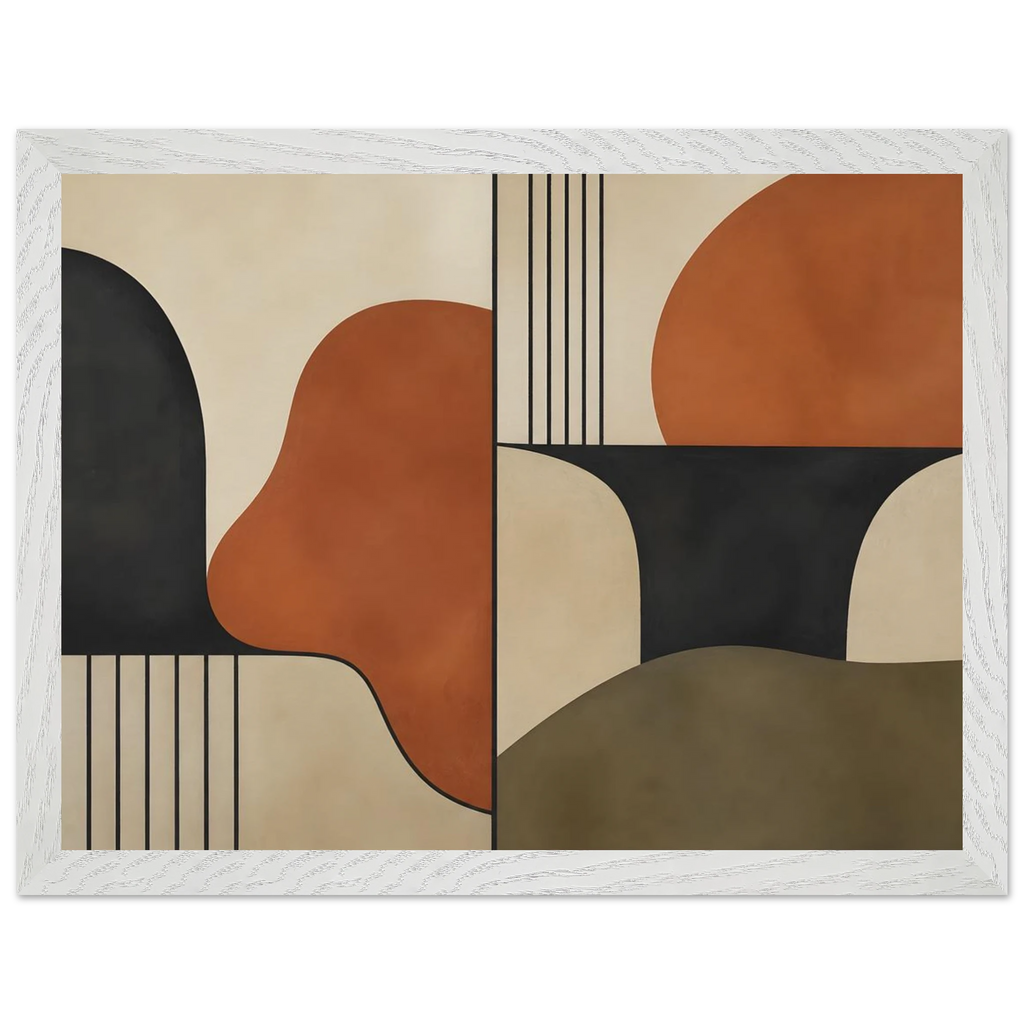 Compass and Clay: geometric abstract, clay and curves. Framed fine art print by The Light Stays.