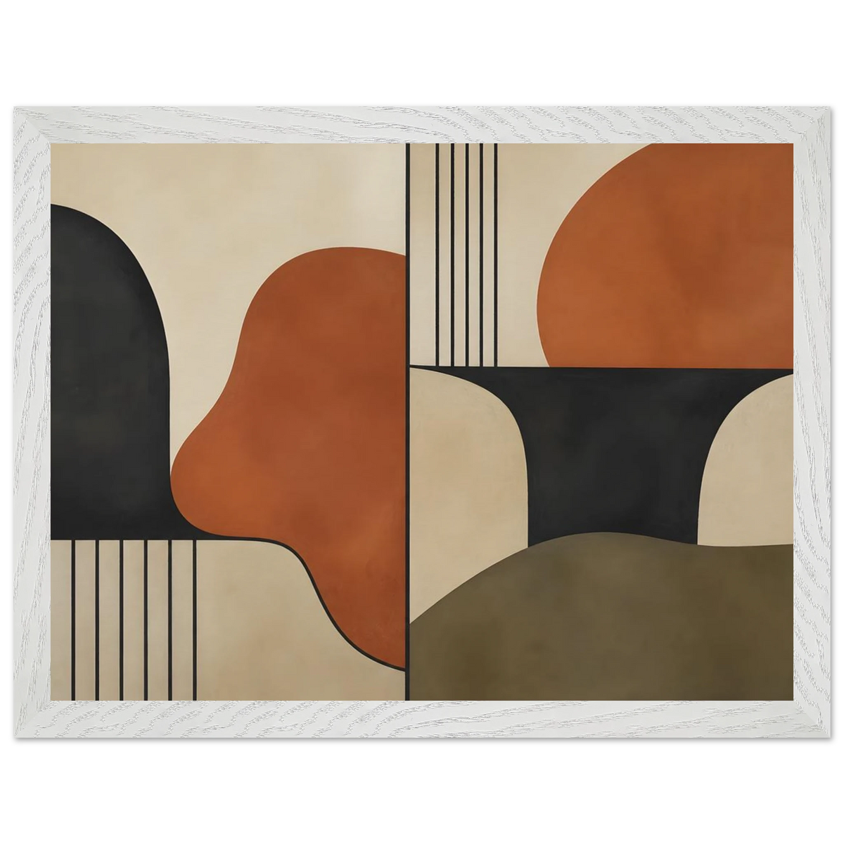 Compass and Clay: geometric abstract, clay and curves. Framed fine art print by The Light Stays.