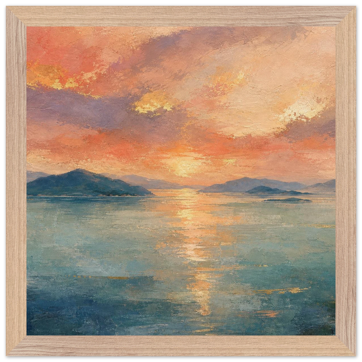 Setouchi Peach Dawn: riviera and japandi. Museum-quality framed fine art print.