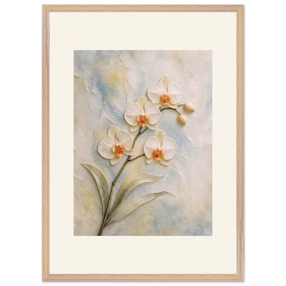 Porcelain Orchid: flowers and botanical. Museum-quality framed fine art print.