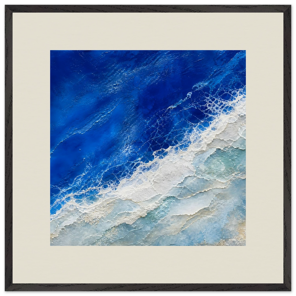 Cobalt Foam: abstract, cobalt and sea foam. Framed fine art print by The Light Stays.