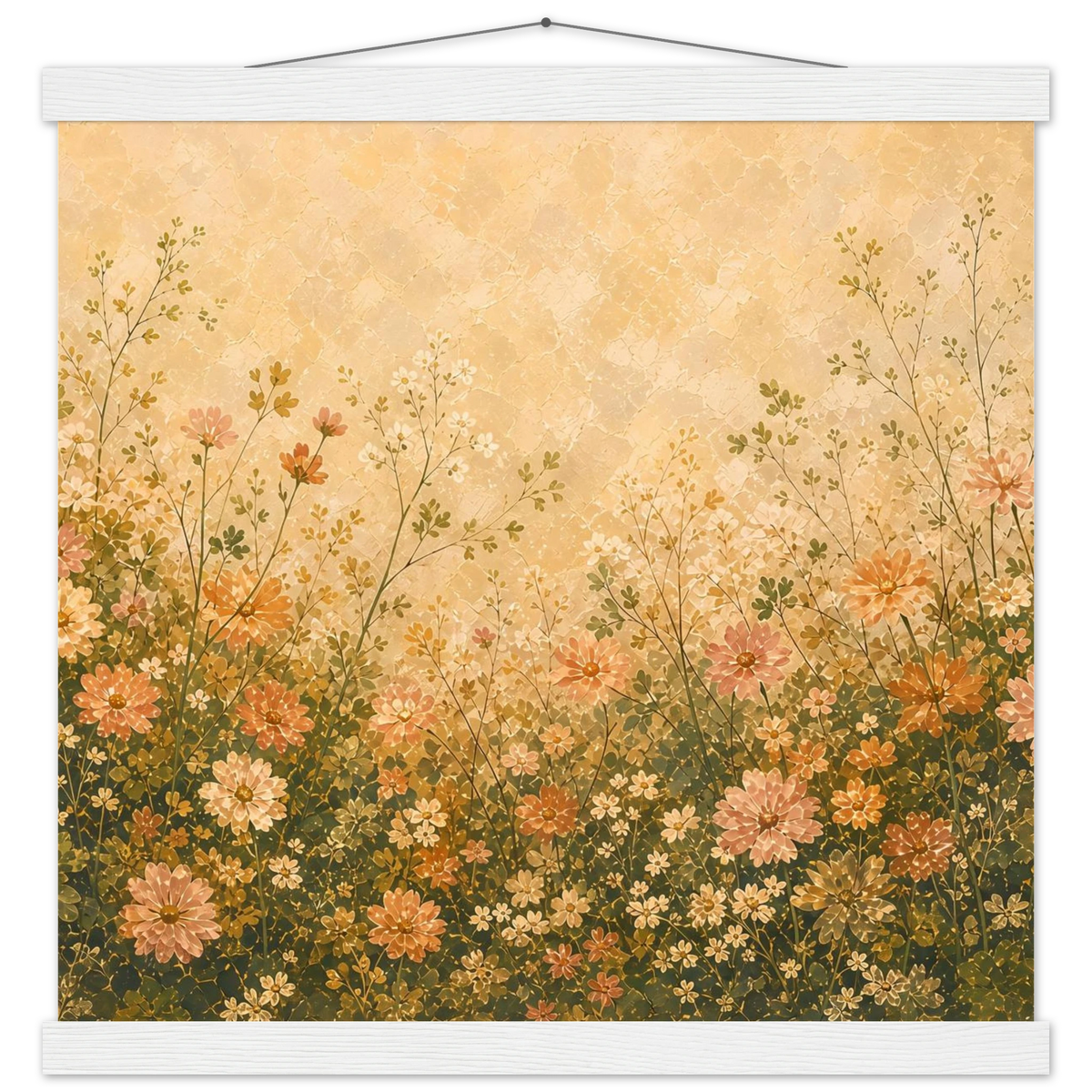Petal Garden: flowers, botanical and abundance. Fine art poster with wooden hanger by The Light Stays.