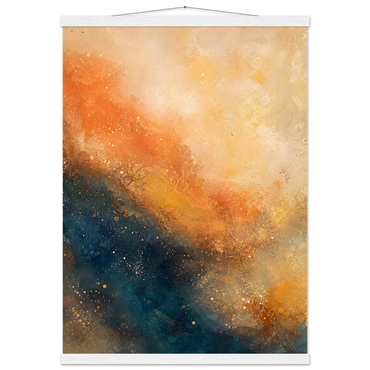 Warm Cosmic Field: galaxy, night sky and celestial art. Fine art poster with wooden hanger by The Light Stays.