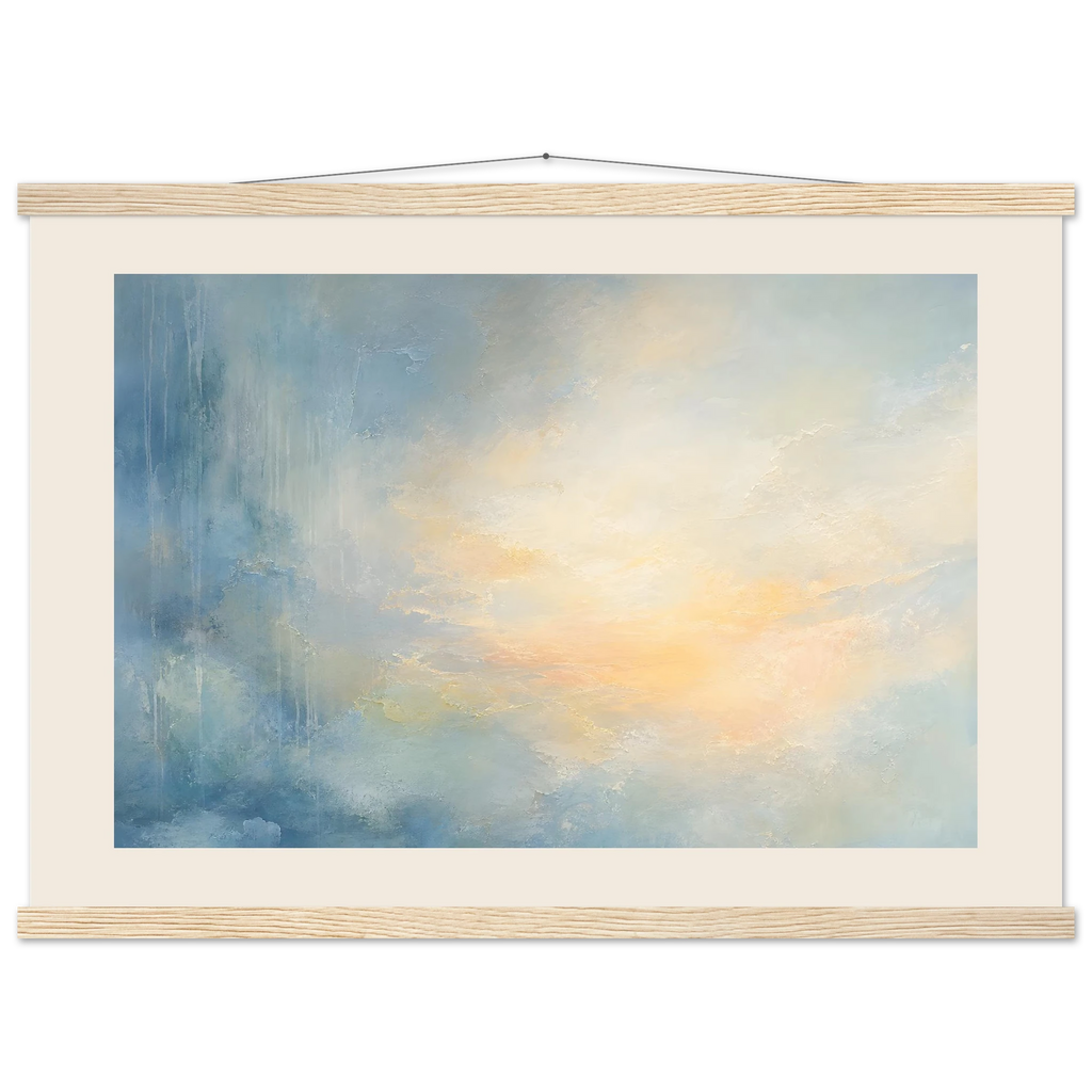 Dawn after Rain, sunrise, coastline and washed light. Archival fine art poster shown framed.