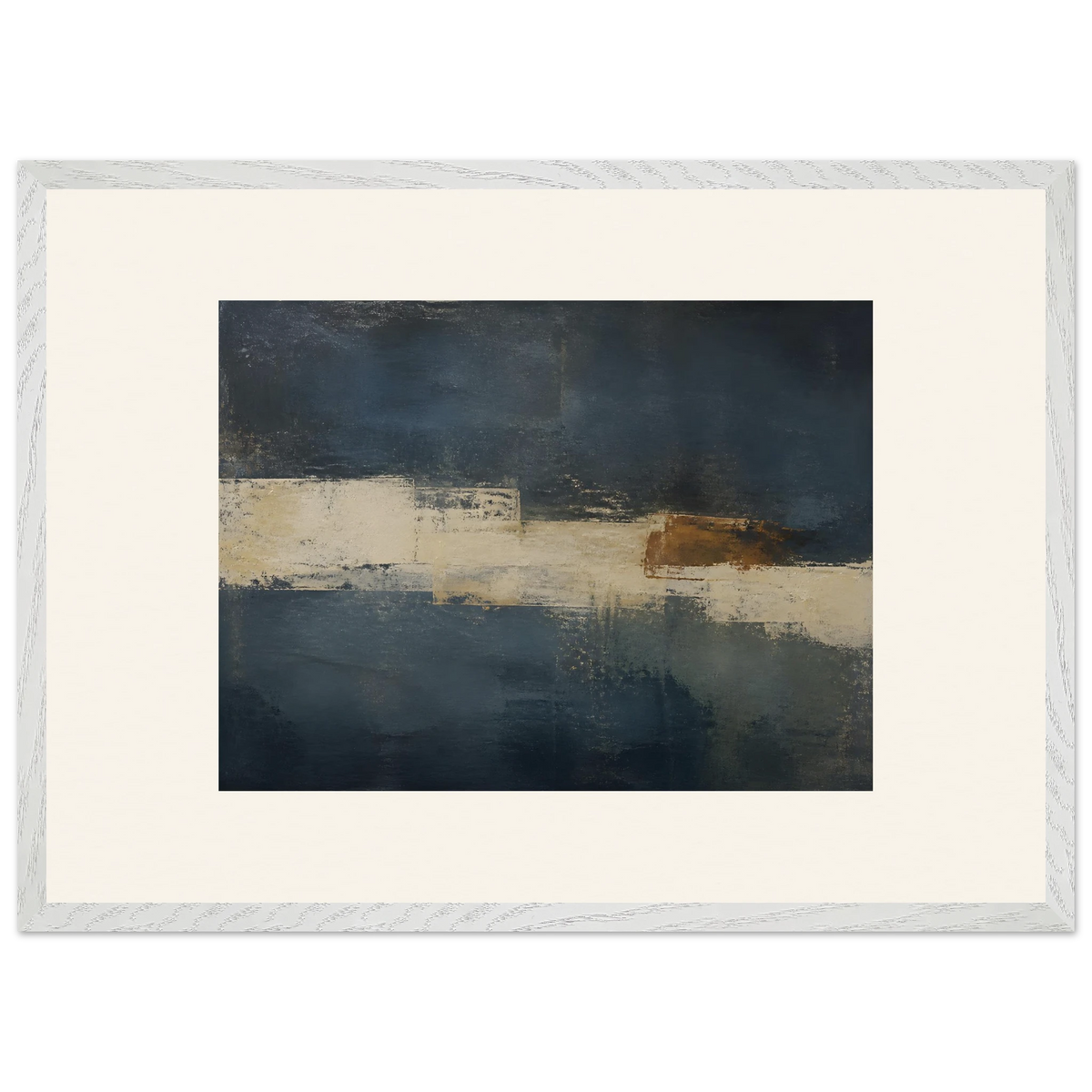 Ivory Crossing: abstract, ivory and serene lines. Framed fine art print, alternate frame and size.