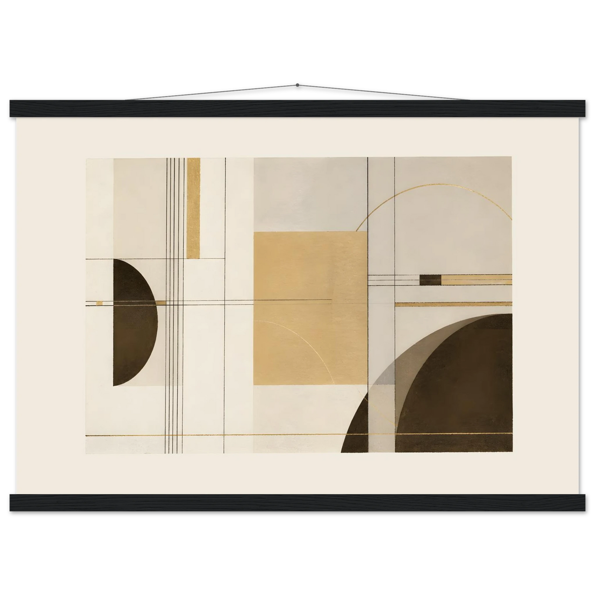 Lines of Sand: geometric abstract, neutral tones and texture. Fine art poster, alternate frame and size.