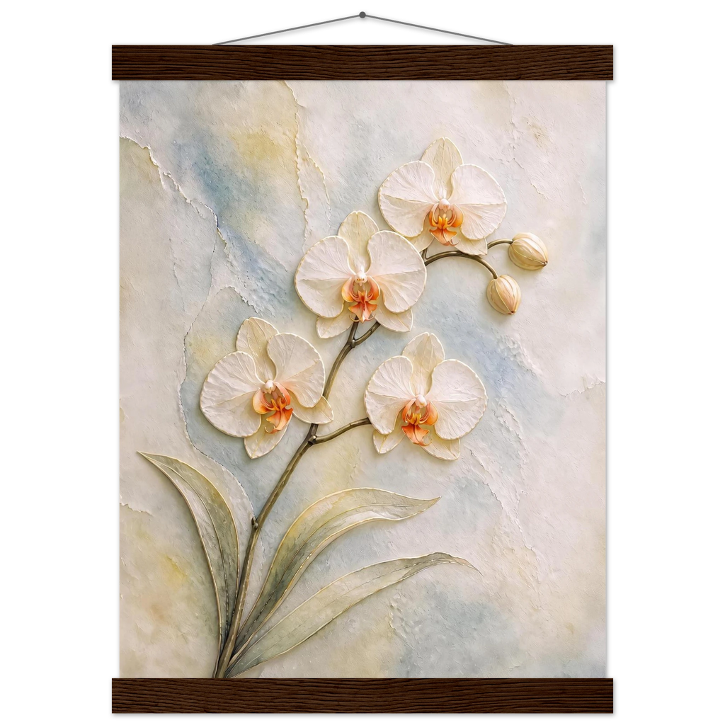 Porcelain Orchid: flowers and botanical. Fine art poster, alternate frame and size.