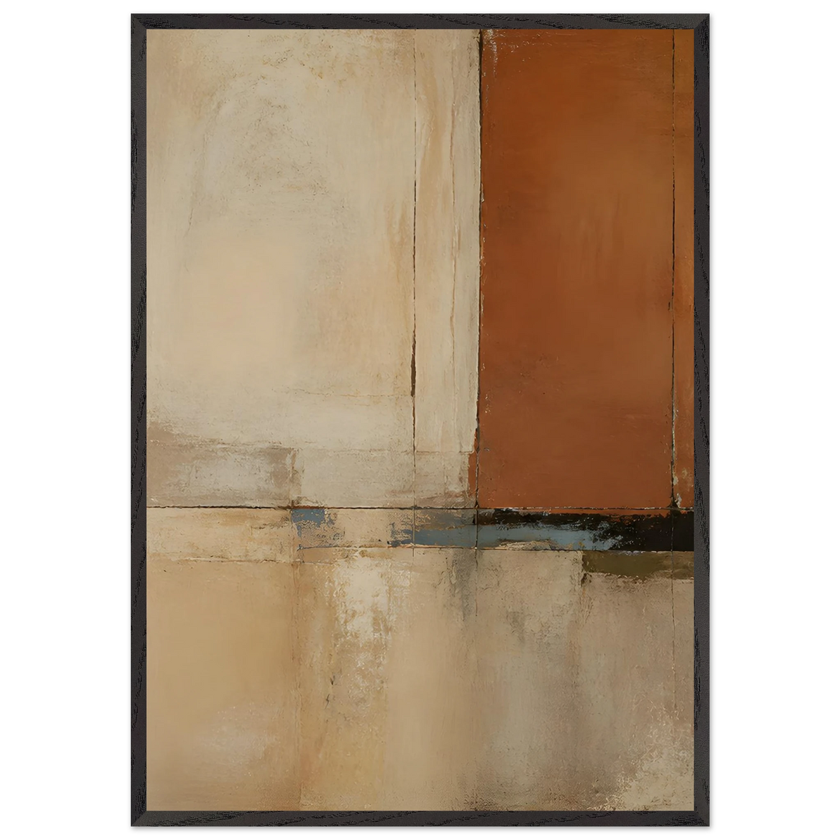 Terracotta Diptych, Panel I of II, two panels, terracotta and cream. Archival framed fine art print shown framed.