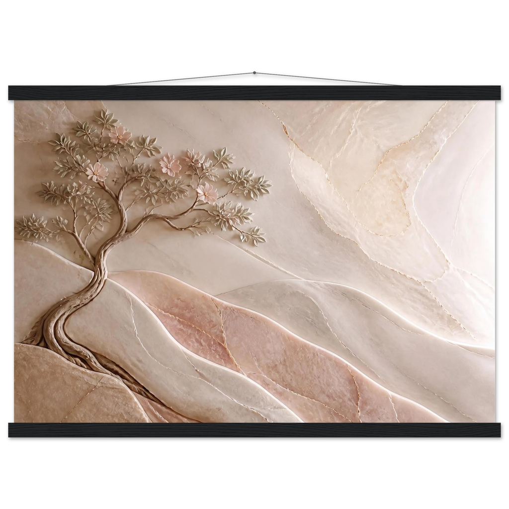 Stone Dawn, petra and siena. Archival fine art poster shown framed.