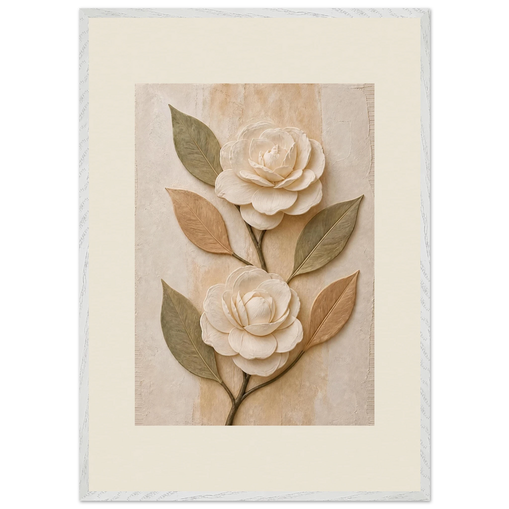 Carved Camellia: flowers and botanical. Framed fine art print by The Light Stays.