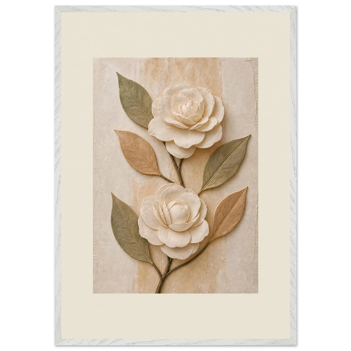 Carved Camellia: flowers and botanical. Framed fine art print by The Light Stays.
