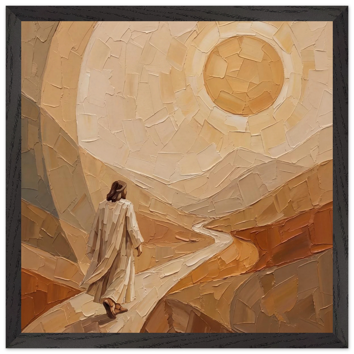 Lightfall: jesus, landscape and golden tones. Framed fine art print by The Light Stays.