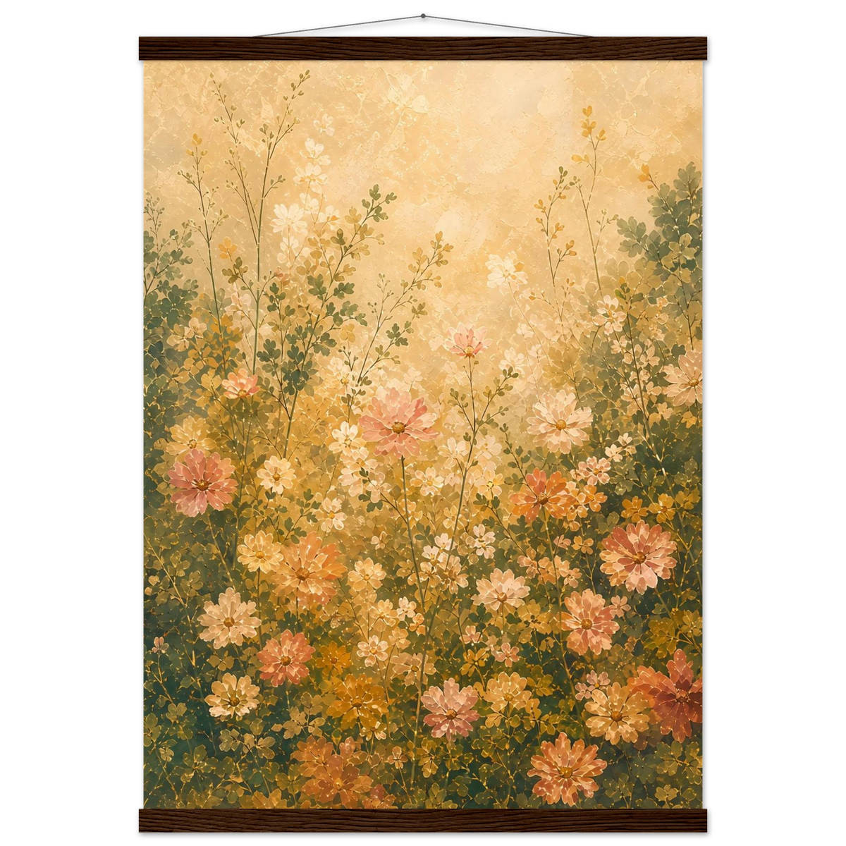Petal Garden: flowers, botanical and abundance. Fine art poster with wooden hanger by The Light Stays.
