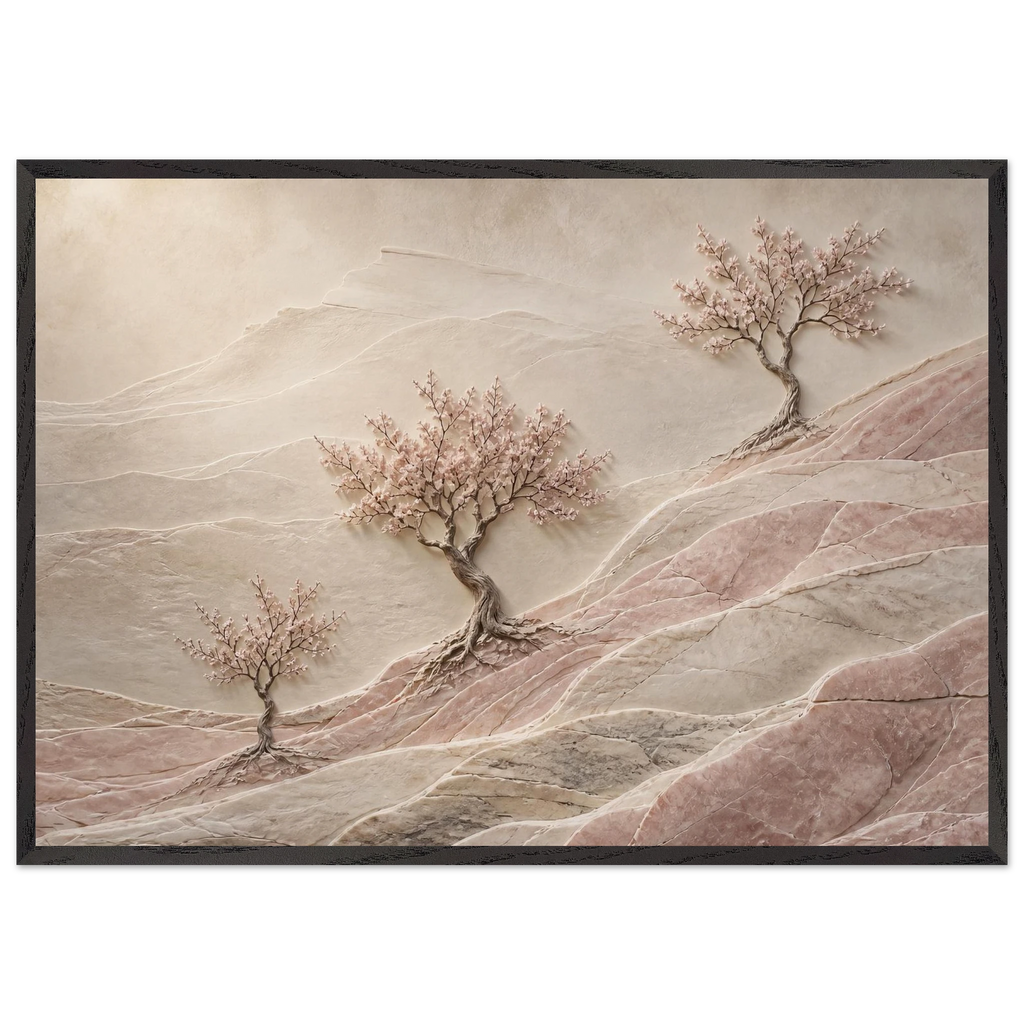 Blossom Terraces: flowers and botanical. Museum-quality framed fine art print.