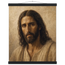 Pôster Kind Eyes com suporte de madeira, retrato sereno de Jesus em luz quente