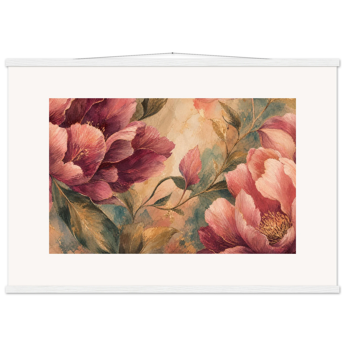 Crimson Peonies: flowers and botanical. Fine art poster by The Light Stays.