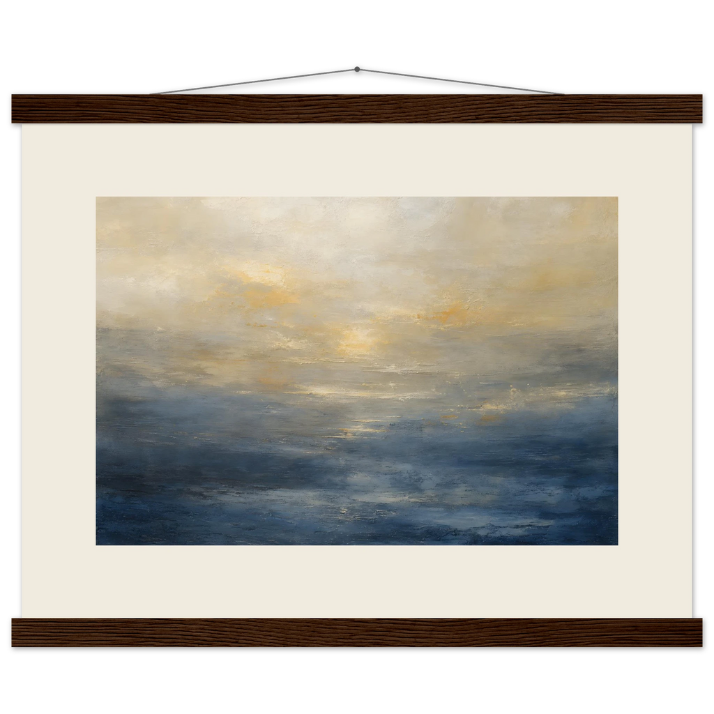 Golden Sea Mist: sea and coastal landscape. Fine art poster, alternate frame and size.