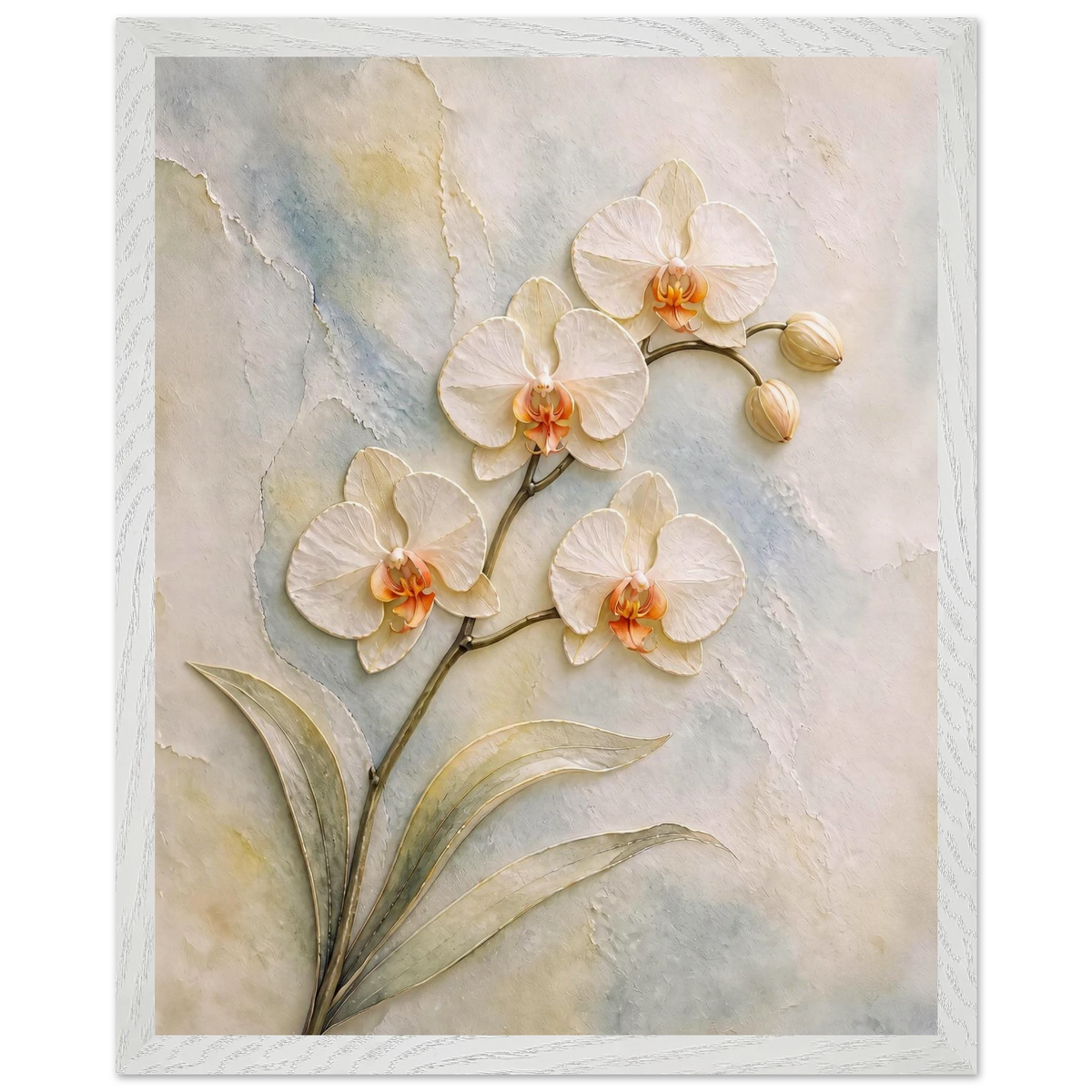 Porcelain Orchid, flowers and botanical. Archival framed fine art print shown framed.