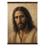 Pôster Kind Eyes com suporte de madeira, retrato sereno de Jesus em luz quente