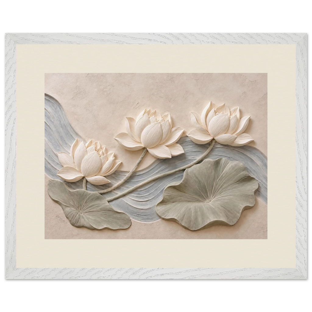 Lotus Current, flowers and botanical. Archival framed fine art print shown framed.