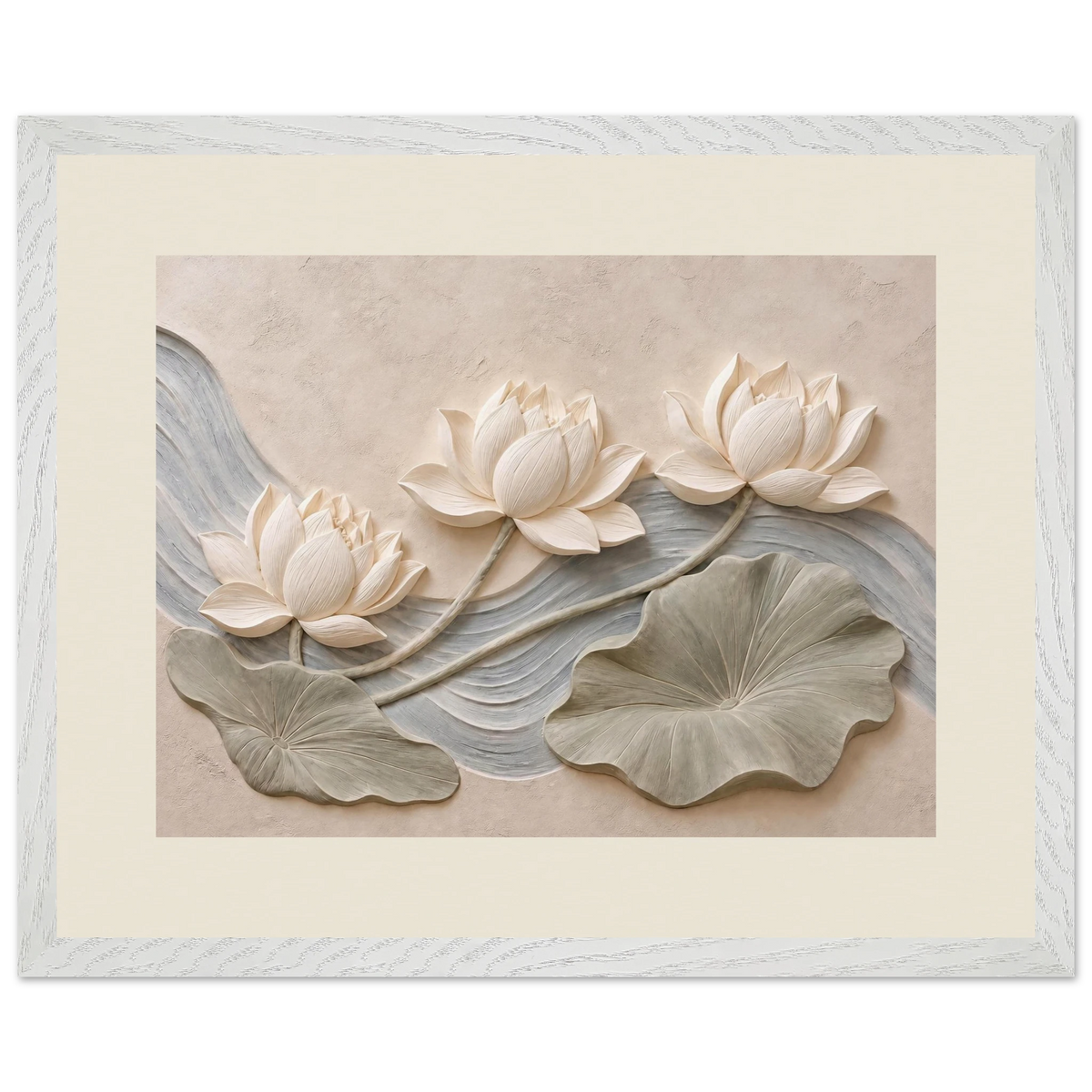 Lotus Current, flowers and botanical. Archival framed fine art print shown framed.
