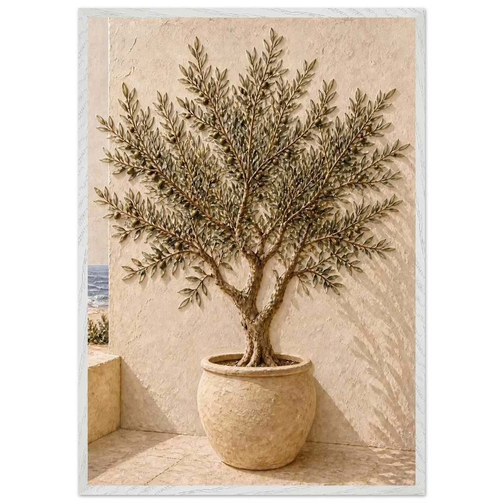 Olive Terrace: landscape and sun. Framed fine art print by The Light Stays.