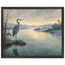 Heron at Dawn: japanese art and japandi. Museum-quality framed fine art print.