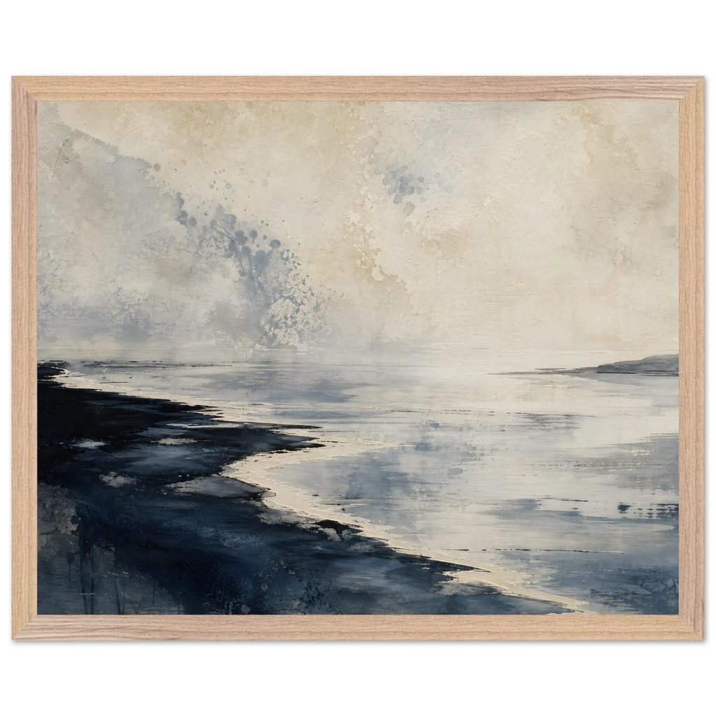 Tidal Ink, sea and coastal landscape. Archival framed fine art print shown framed.