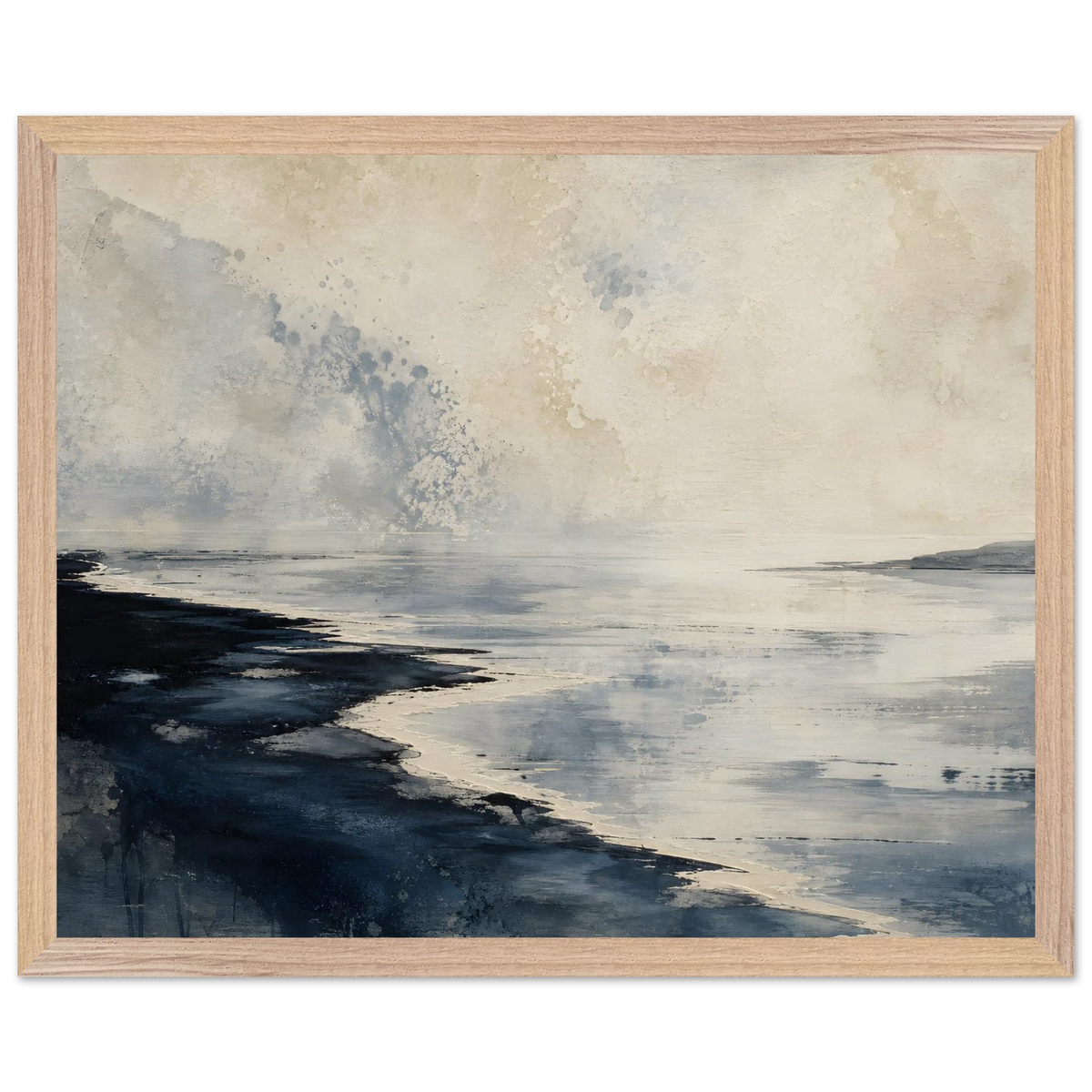 Tidal Ink, sea and coastal landscape. Archival framed fine art print shown framed.