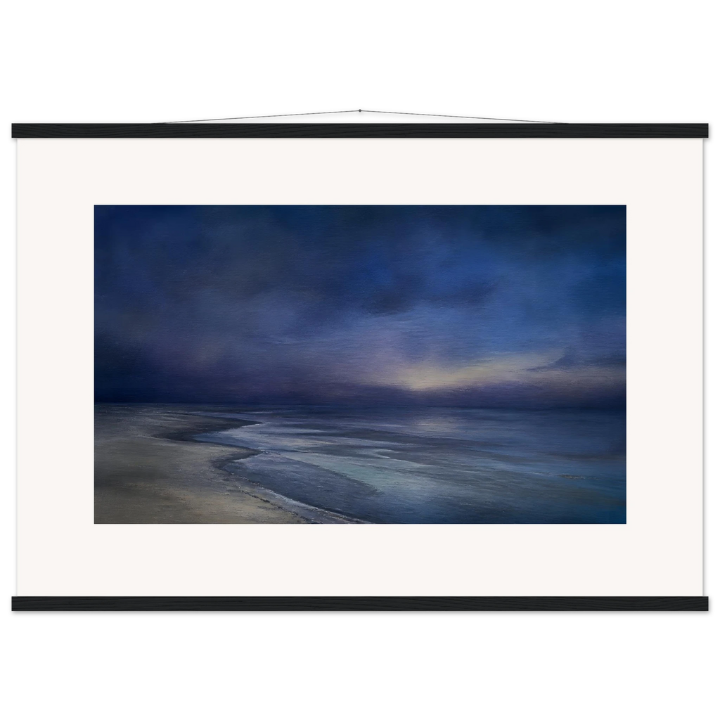 Blue Hour Shore, sea and coastal landscape. Archival fine art poster shown framed.