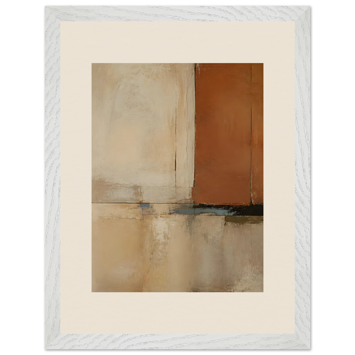 Terracotta Diptych, Panel I of II: two panels, terracotta and cream. Museum-quality framed fine art print.