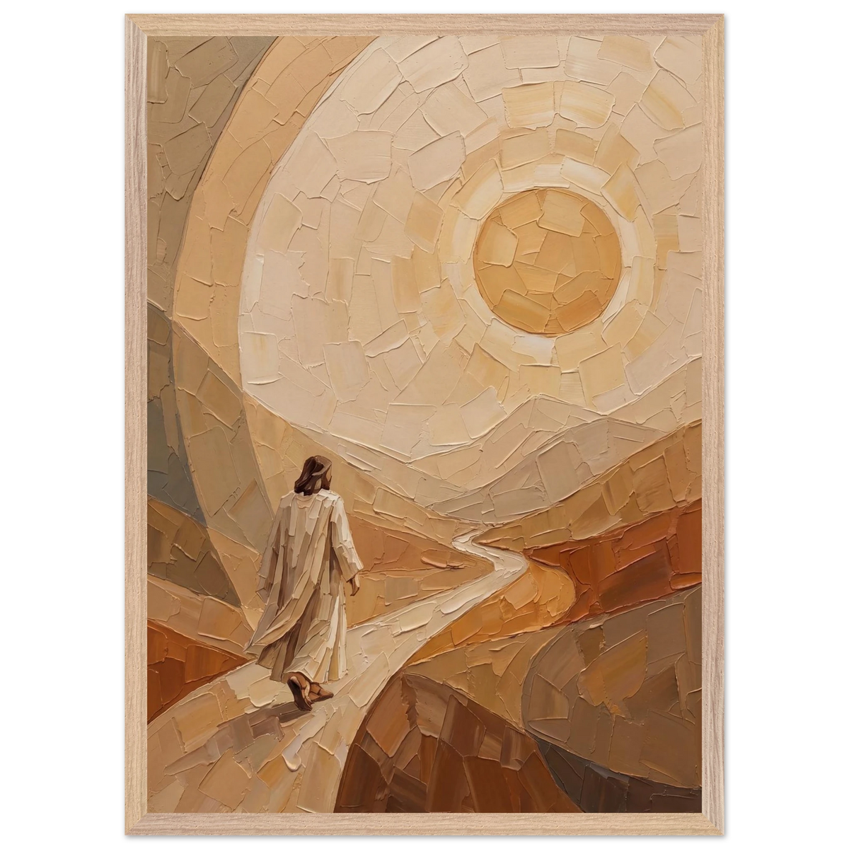 Lightfall: jesus, landscape and golden tones. Framed fine art print by The Light Stays.