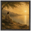 Quadro cristão Bênção do Lago, Jesus sob uma oliveira diante de um lago dourado
