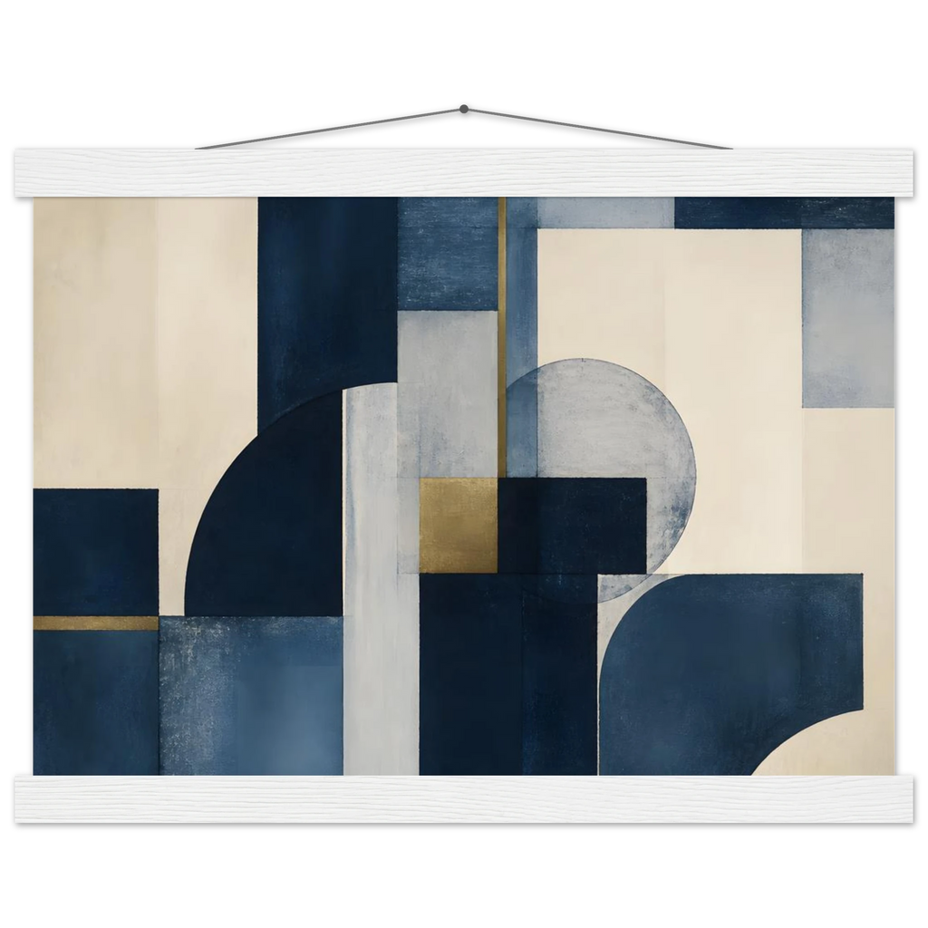 Blue Architecture: geometric abstract, blue and cream. Fine art poster by The Light Stays.