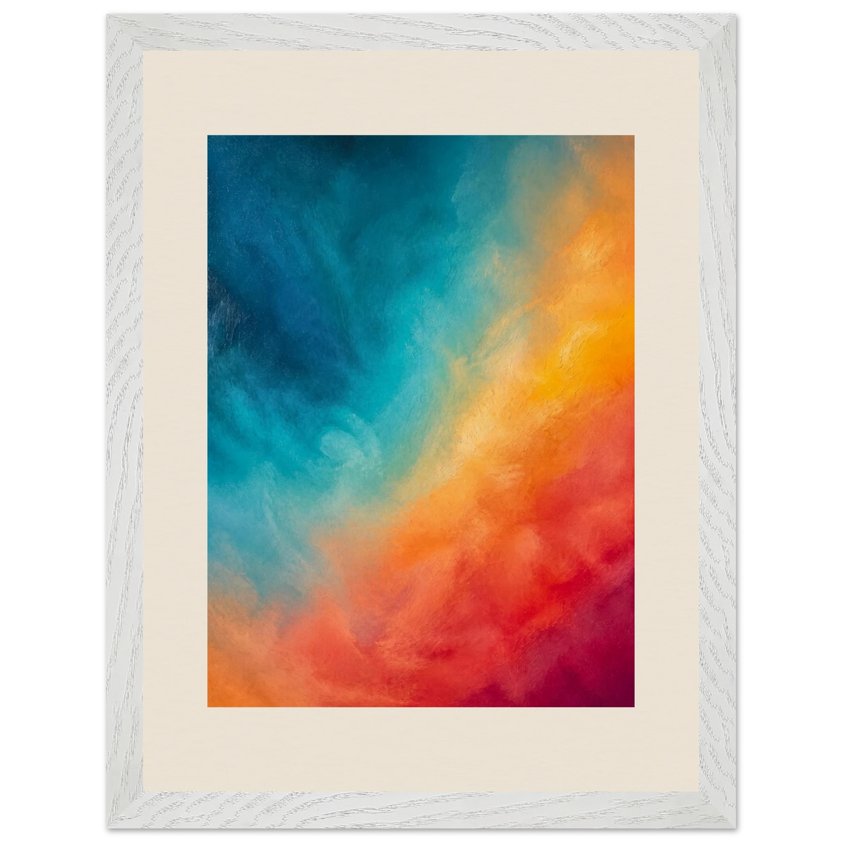 Teal and Orange: gradient, sea and dusk. Framed fine art print, alternate frame and size.