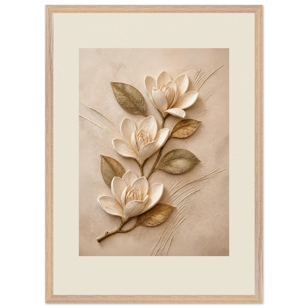 Magnolia Ascent, flowers and botanical. Archival framed fine art print shown framed.