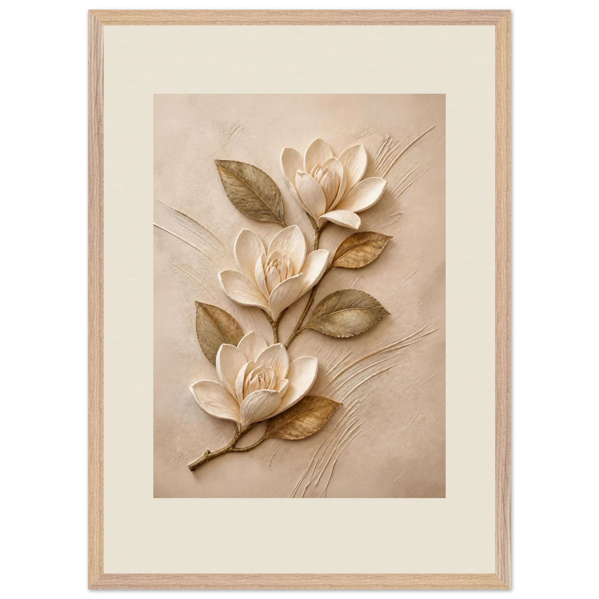 Magnolia Ascent, flowers and botanical. Archival framed fine art print shown framed.