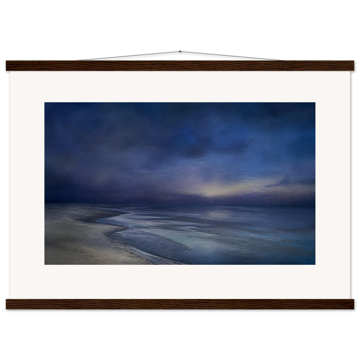 Blue Hour Shore: sea and coastal landscape. Museum-quality fine art poster.