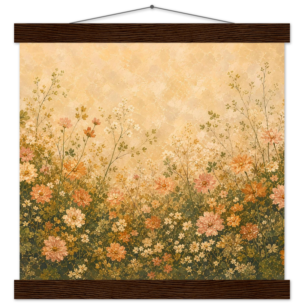 Petal Garden: flowers, botanical and abundance. Fine art poster with wooden hanger by The Light Stays.