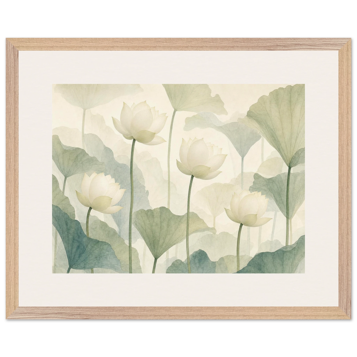 Ivory Lotus Screen: flowers and botanical. Framed fine art print by The Light Stays.