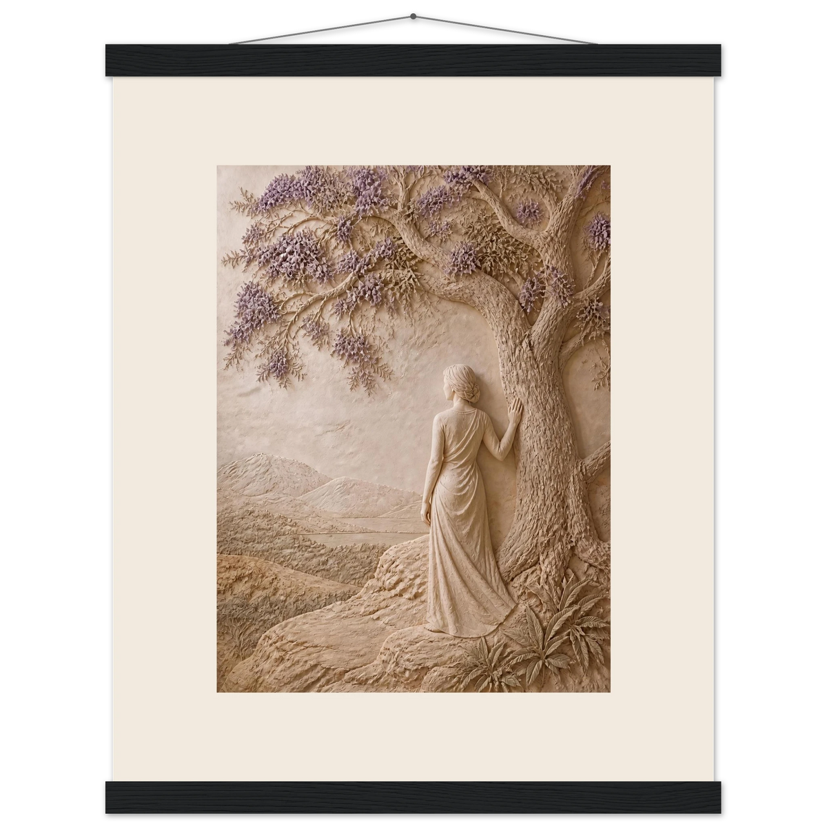 Old Friend: impasto, figure and companion tree. Museum-quality fine art poster.