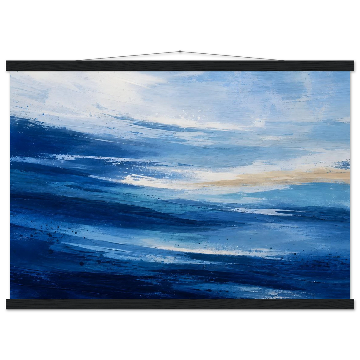 Atlantic Blue: coastline, ocean and texture. Fine art poster with wooden hanger by The Light Stays.