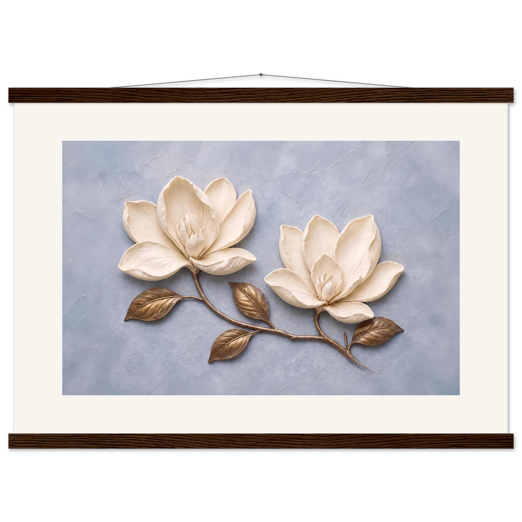 Bronze Magnolia: flowers and botanical. Museum-quality fine art poster.
