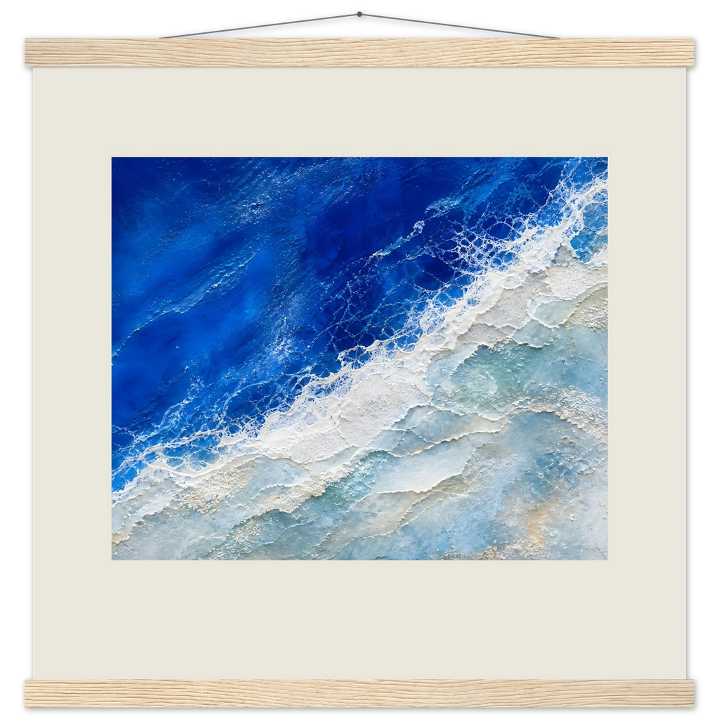 Cobalt Foam: abstract, cobalt and sea foam. Museum-quality fine art poster.
